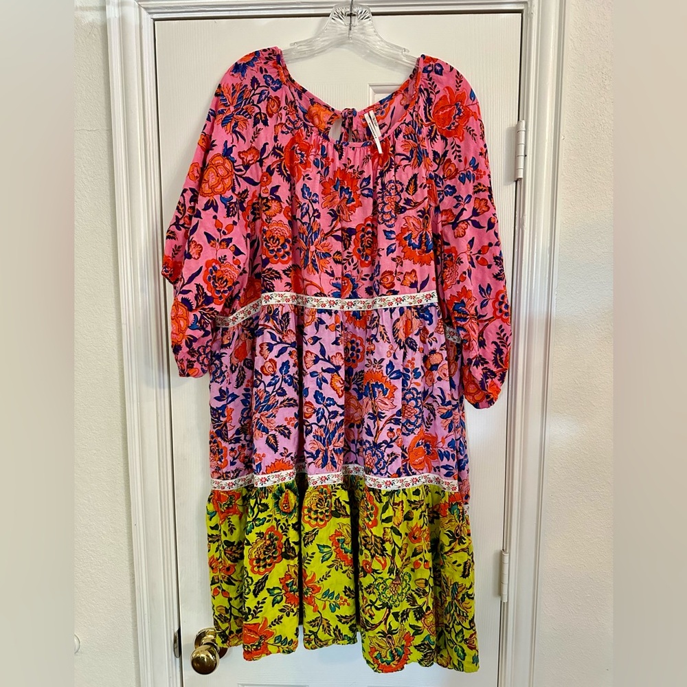 Anthropologie Tiered ¾-Length Sleeved Dress